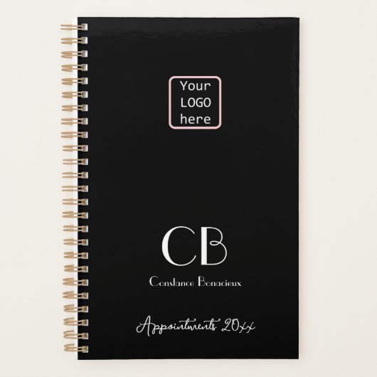 ミニマル白黒モノグラムイニシャルロゴ2023 プランナー手帳 (正面)