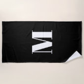 ミニマル白黒モノグラムイニシャル ビーチタオル (正面)