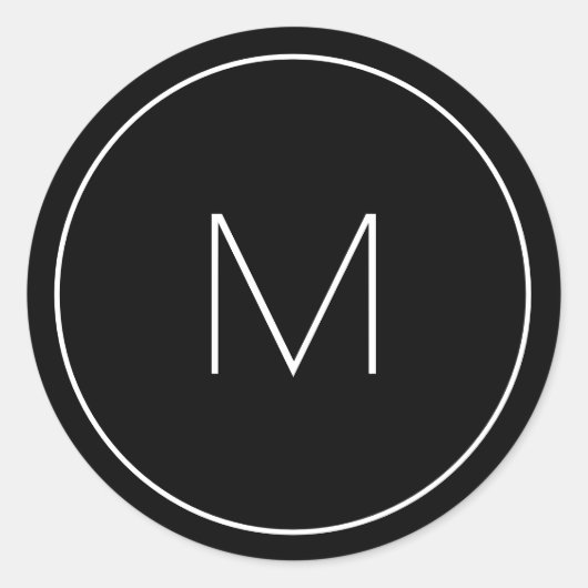 ミニマル白黒モノグラムシンプルレター ラウンドシール (正面)