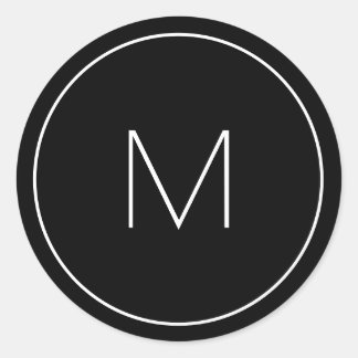 ミニマル白黒モノグラムシンプルレター ラウンドシール
