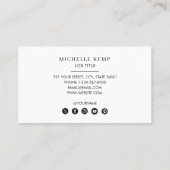 ミニマル白黒モノグラムソーシャルメディアのアイコン 名刺 (裏面)