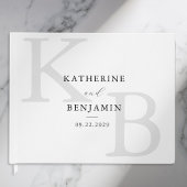 ミニマル白黒モノグラムモダンズ結婚ズ ゲストブック