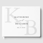 ミニマル白黒モノグラムモダンズ結婚ズ ゲストブック (正面)