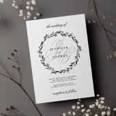 ミニマル白黒モノグラム結婚イニシャル 招待状