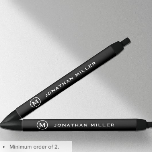 ミニマル白黒モノグラム 黒ボールペン