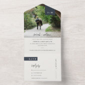 ミニマル白黒モノグラ結婚ム写真 オールインワン招待状 (内側)