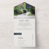 ミニマル白黒モノグラ結婚ム写真 オールインワン招待状 (内側)