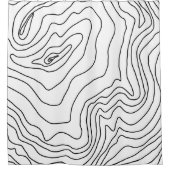 ミニマル白黒ラインアートモダンデザイン シャワーカーテン (正面)