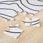 ミニマル白黒ラインアートモダンデザイン ジグソーパズル (側面)