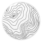 ミニマル白黒ラインアートモダンデザイン セラミックノブ (正面)