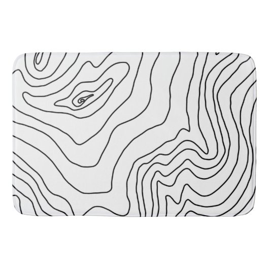 ミニマル白黒ラインアートモダンデザイン バスマット (正面)