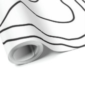 ミニマル白黒ラインアートモダンデザイン ラッピングペーパー (ロールコーナー)