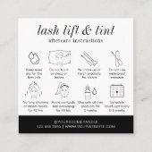 ミニマル白黒ラッシュリフト&ティントアフターケア スクエア名刺 (裏面)