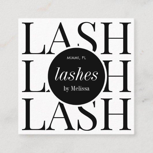 ミニマル白黒ラッシュリフト&ティントアフターケア スクエア名刺 (正面)
