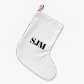 ミニマル白黒レッドカスタムモノグラム スモールクリスマスストッキング (正面 (吊り時))
