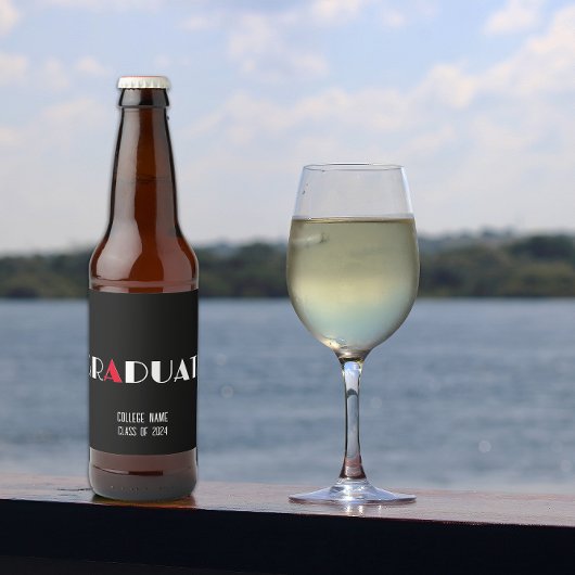 ミニマル白黒レッド卒業 ビールラベル