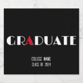 ミニマル白黒レッド卒業 ビールラベル (シングルラベル)