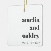 ミニマル白黒レトロカスタムウェディングフォト セラミックオーナメント (左)