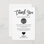 ミニマル白黒ロゴお客様ありがとうございます サンキューカード (正面/裏面)