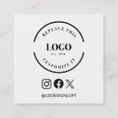 ミニマル白黒ロゴウェブサイトソーシャルカスタム スクエア名刺 (正面)