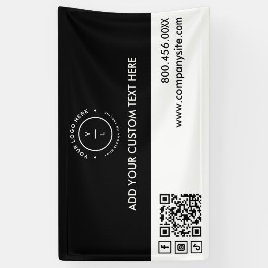 ミニマル白黒ロゴソーシャルメディアイベントビニール 横断幕 (縦)