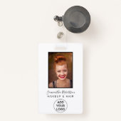 ミニマル白黒ロゴ従業員フォトパス バッジ (正面リトラクタブル付き)