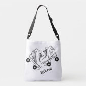 ミニマル白黒ローラスケートで滑るスケート クロスボディバッグ (裏面)