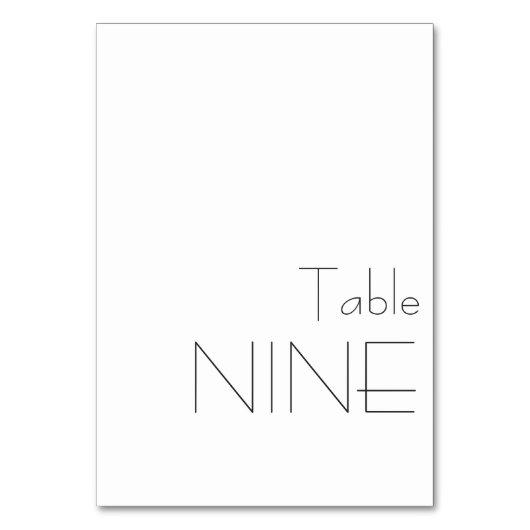 ミニマル白黒ヴィンテージタイポグラフィ9 テーブルナンバー (正面)