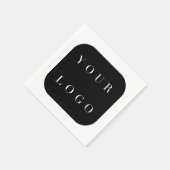 ミニマル白黒会社ブランドロゴ スタンダードカクテルナプキン (角)