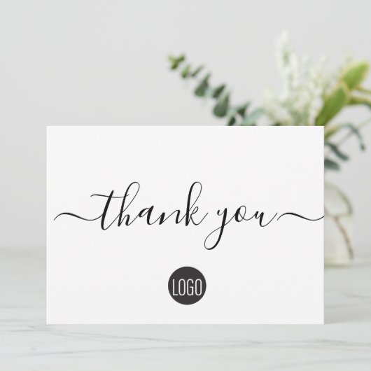 ミニマル白黒会社ロゴソーシャル サンキューカード (スタンド正面)
