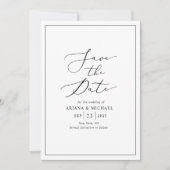 ミニマル白黒写真ウェディング日付を保存 招待状 (正面)