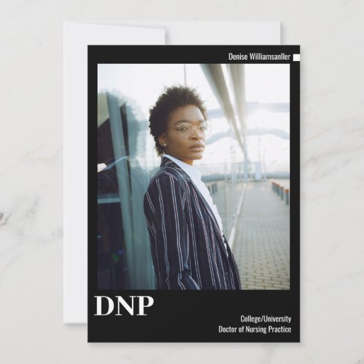 ミニマル白黒写真DNP卒業 案内状 (正面)