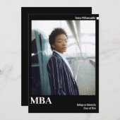 ミニマル白黒写真MBA卒業 案内状 (正面/裏面)