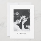 ミニマル白黒写真We Elopedパーティー 招待状 (正面)