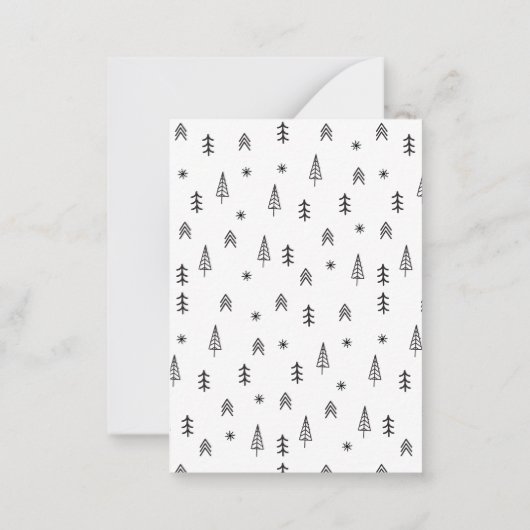 ミニマル白黒冬林パターン名 ノートカード (裏面)