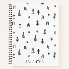 ミニマル白黒冬林パターン名 ノートブック