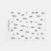 ミニマル白黒冬林パターン名 フリースブランケット (正面(横))