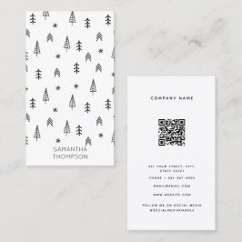 ミニマル白黒冬林QRコード 名刺