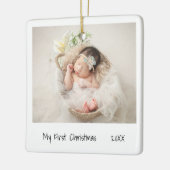 ミニマル白黒初めてのクリスマスフォトベビー セラミックオーナメント (左)