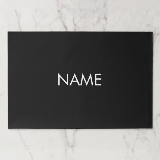 ミニマル白黒名前をカスタムする文字 エレガント ペーパーパッド (正面)