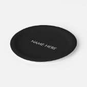 ミニマル白黒名前をカスタムする文字 エレガント ペーパープレート (アングル)
