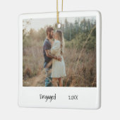 ミニマル白黒婚約したフォト婚約 セラミックオーナメント (左)