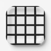ミニマル白黒市松模様にパターン ペーパープレート (正面)