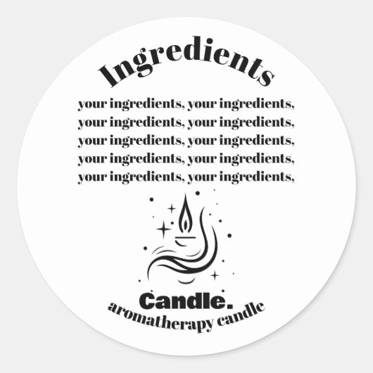 ミニマル白黒成分キャンドルラベル ラウンドシール (正面)