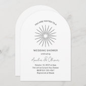 ミニマル白黒日が差すことラインウェディングシャワー 招待状 (正面/裏面)