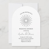 ミニマル白黒日が差すことラインウェディングシャワー 招待状 (正面)