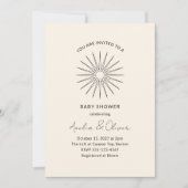 ミニマル白黒日が差すことラインベビーシャワー 招待状 (正面)