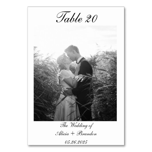 ミニマル白黒書道台本の写真 テーブルナンバー (裏面)