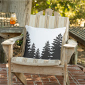 ミニマル白黒松のシルエット アウトドアクッション (椅子)