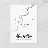 ミニマル白黒波形ヘアスケッチジュエリー 名刺 (正面)